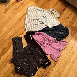 GAP Pink Stripe & Solid Kids Tops Set - Pink, White, Blue, Black, Gray